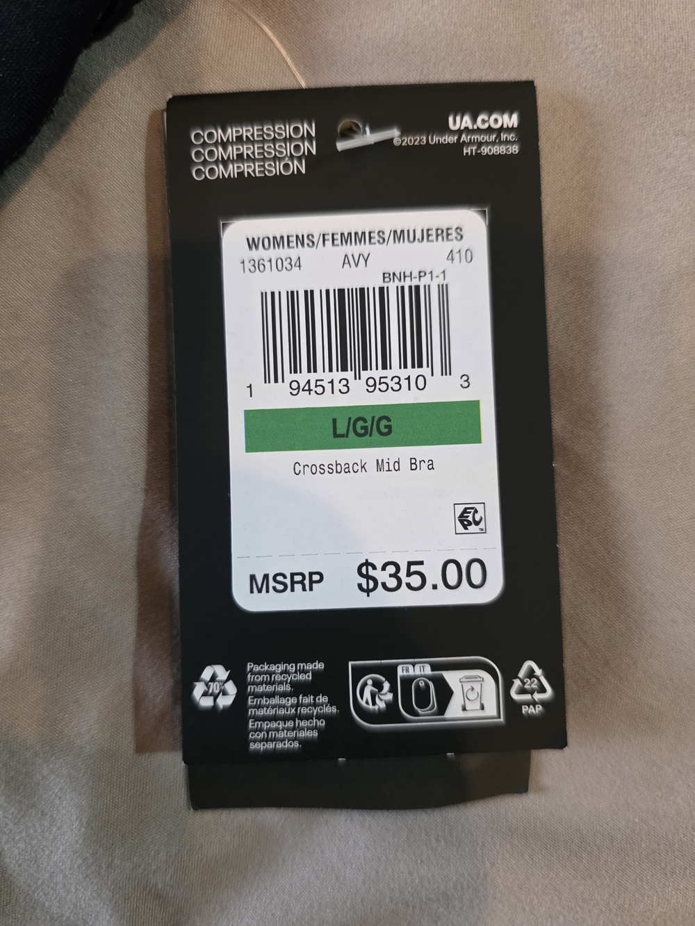 Under Armour Navy Sports Bra with Branded Band - Picture 6 of 6